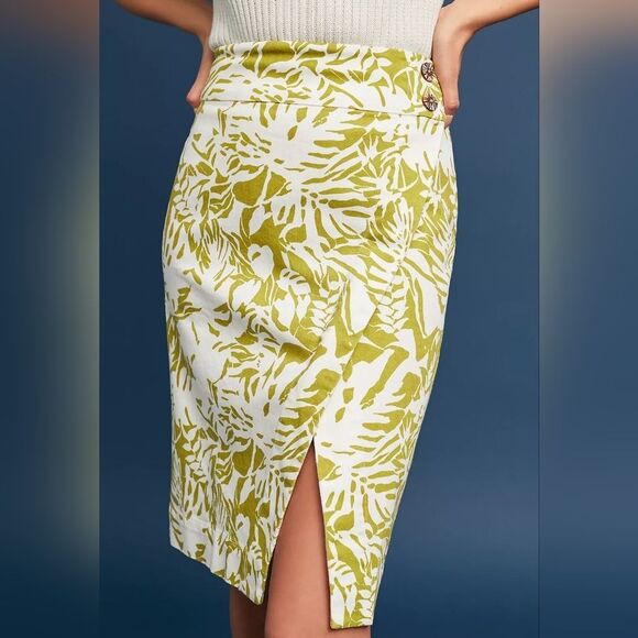 Maeve Summer Denim Cotton Daintree Pencil Skirt W Slit Size M Us 8 - Picture 3 of 12